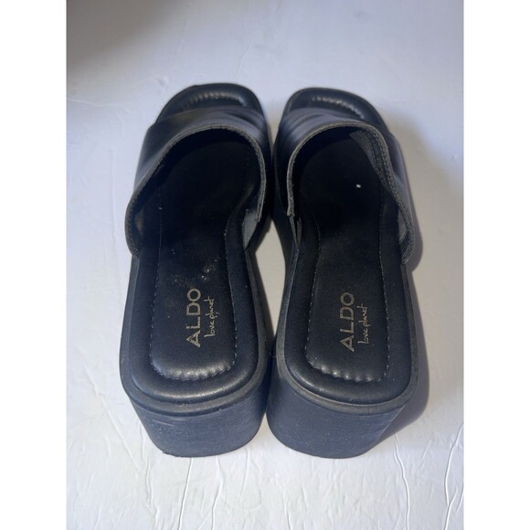 Aldo Wedge Sandal Black Platform Womens Sz 8.5 Y2K Vintage Slip On **Read - Picture 3 of 15